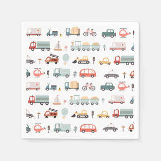 Modern Transportation Birthday Party Napkins