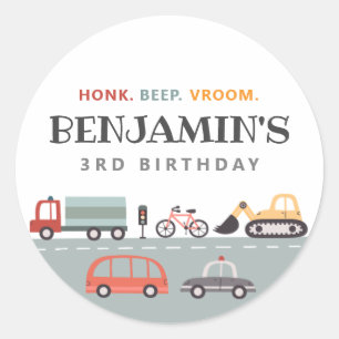 Modern Transportation Birthday Party Sticker