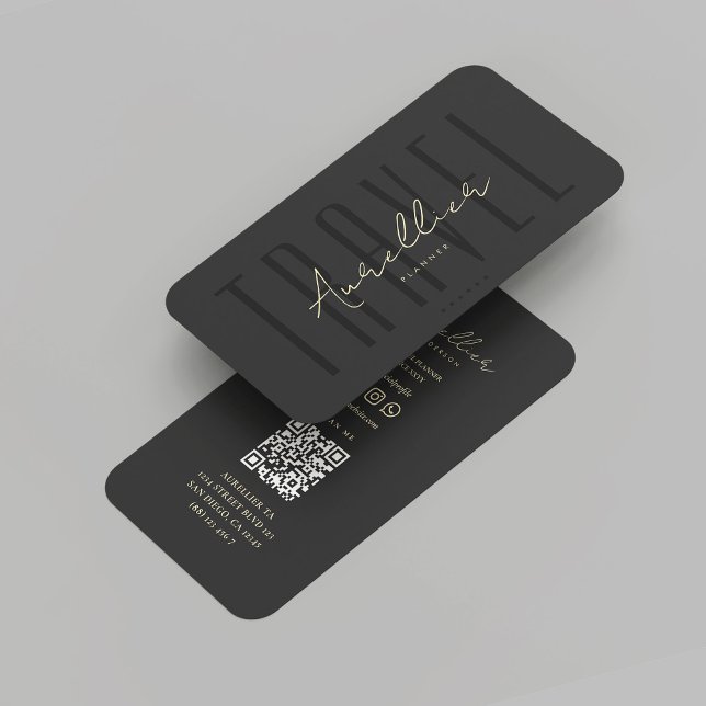 Modern Travel Agency Tour Adventure Black Gold Business Card (Modern Travel Agency Tour Adventure Black Gold Business Card
)