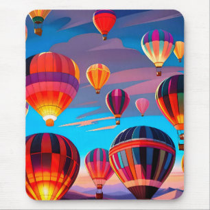 Modern Travel Hot Air Balloon Sky Festival Mouse Mat