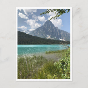 Modern travel lake and mountains of canada postcard