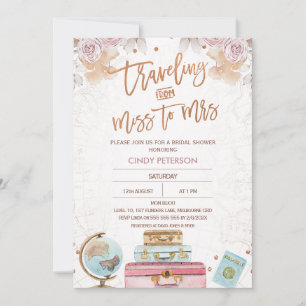 Modern Traveling Miss to Mrs Bridal Shower Invitation
