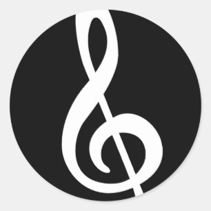 Modern Treble Clef Classic Round Sticker
