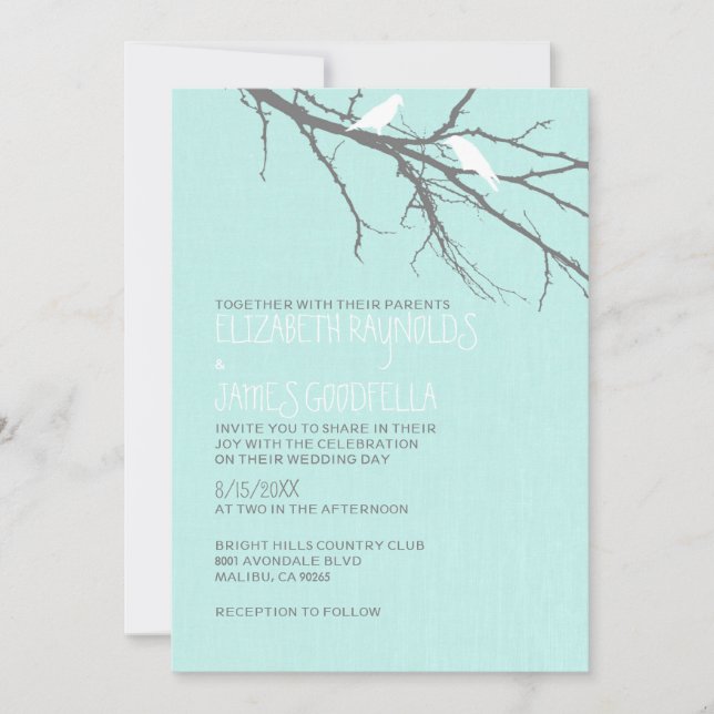 Modern Tree Branches Wedding Invitations (Front)