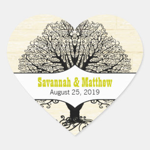Modern Tree Bright Colours Lime Heart Wedding Seal