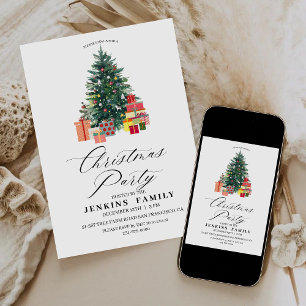 Modern Tree Christmas Party Invitations Cards