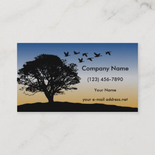 Modern Tree Flying Geese Sunset Business Card
