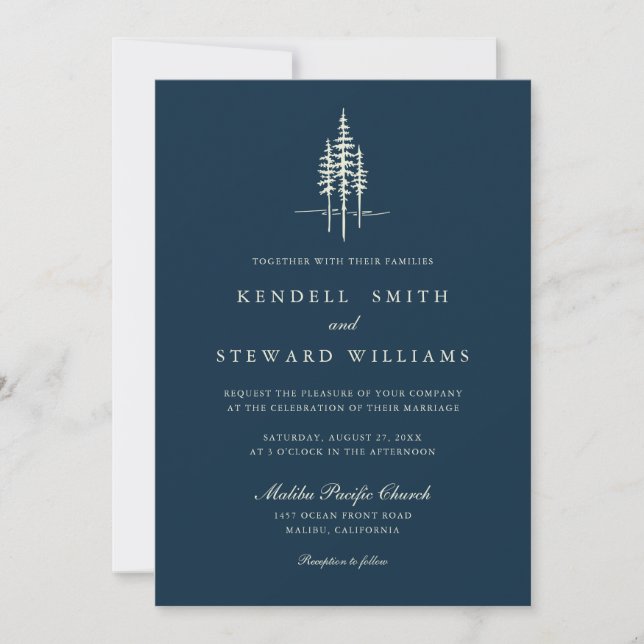 Modern Tree Forest Rustic Wedding Invitation (Front)