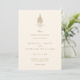 Modern Tree Forest Rustic Wedding Save the Date In