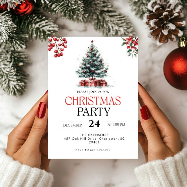 Modern Tree Holiday Christmas Party Invitation  (Creator Uploaded)
