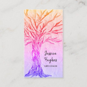 Modern Tree Life Coach Colourful Business Card