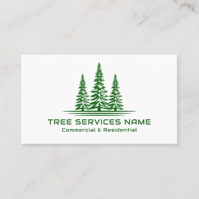 Modern Tree Logo Tree Service Business Card (Front)