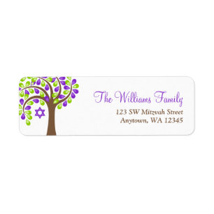 Modern Tree of Life Purple Green Bat Mitzvah