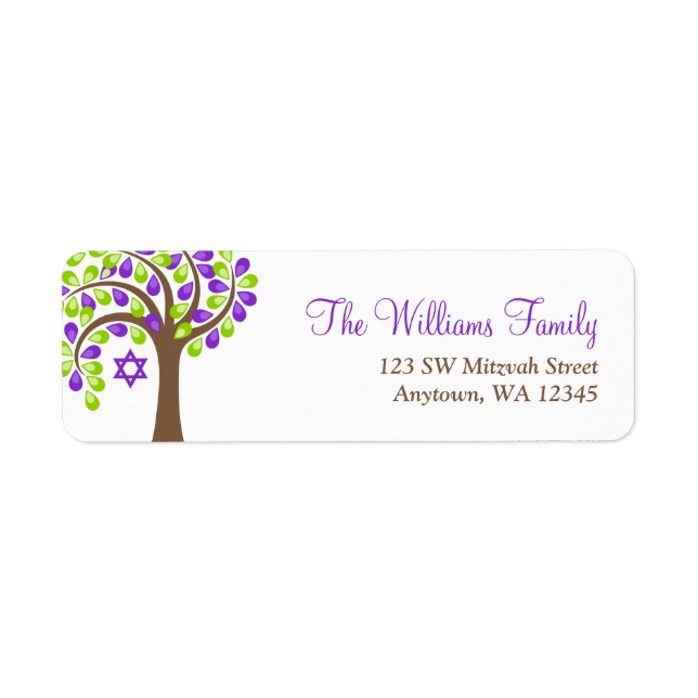 Modern Tree of Life Purple Green Bat Mitzvah (Front)