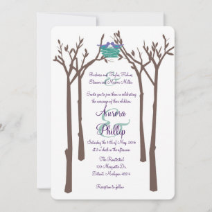Modern Trees and Birds Wedding Invitation