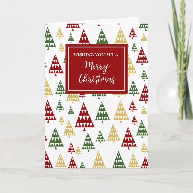 Modern Trees For Group Christmas Holiday Card (Front)