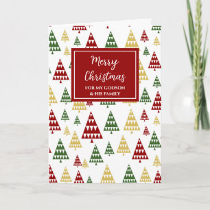 Modern Trees Godson & Family Merry Christmas Card
