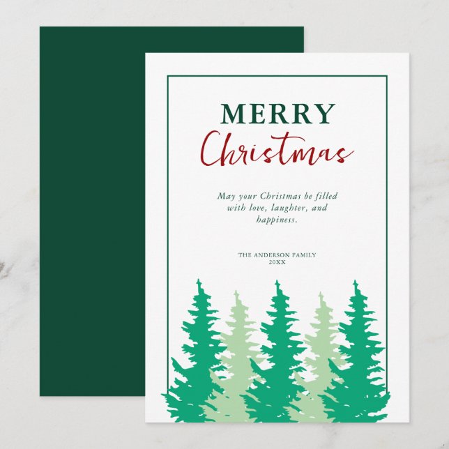 Modern Trees Merry Christmas Non Photo Holiday Card (Front/Back)