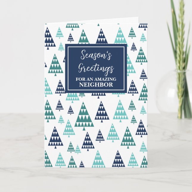 Modern Trees Neighbour Christmas Holiday Card (Front)