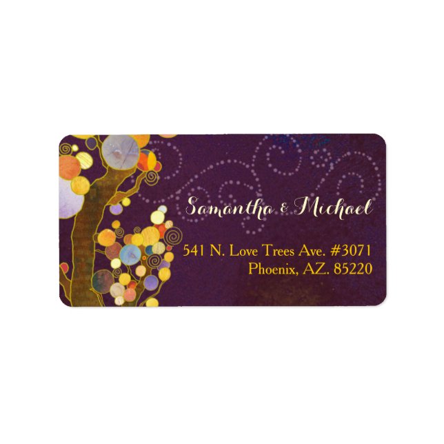Modern Trees Purple Wedding Address Label (Front)