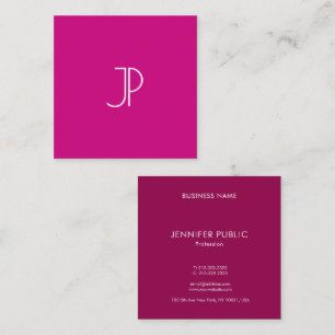 Modern Trend Colour Viva Magenta Monogram Initial Square Business Card