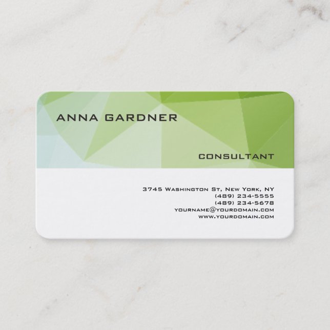 Modern Trend White Green Stripe Creative Business Card (Front)