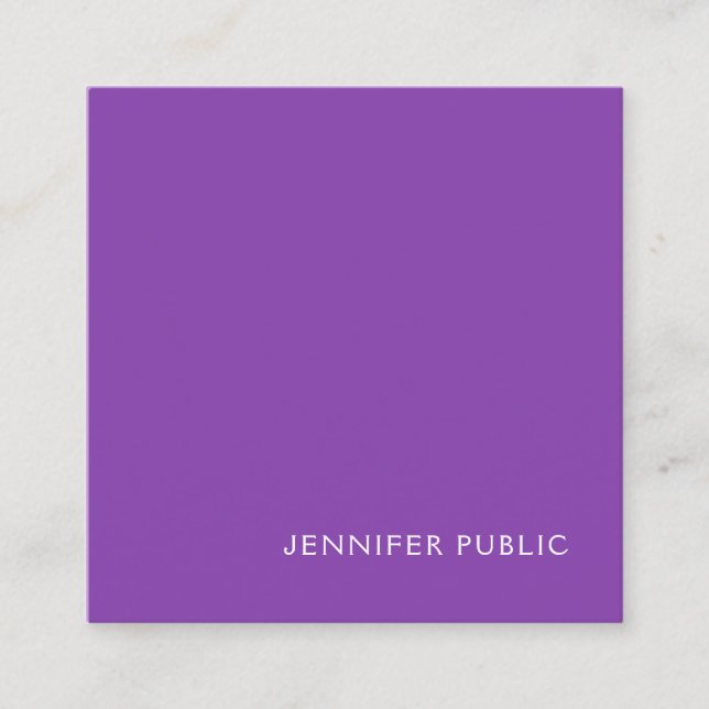 Modern Trending Elegant Violet Silk Finish Luxury Square Business Card (Front)