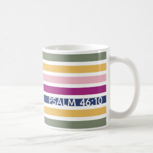 Modern Trending Striped Christian PSALM 46:10 Coffee Mug