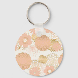 modern trends blush flower blooms key ring