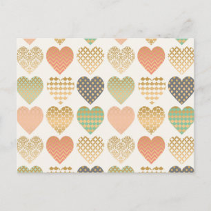modern trends graphic hearts postcard