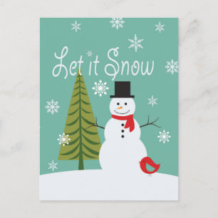 modern trends winter snowman holiday postcard