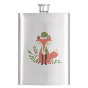 modern trends woodland christmas fox hip flask