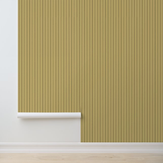 Modern Trendy 1" Pinstripe Mustard Yellow Wallpaper (Application)
