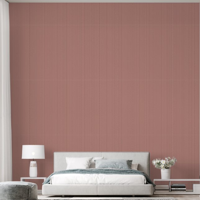 Modern Trendy 1" Pinstripe Terracotta Wallpaper (Bedroom)