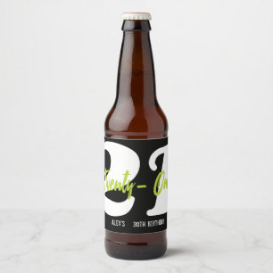Modern, Trendy 21st Birthday Party Beer Bottle Label