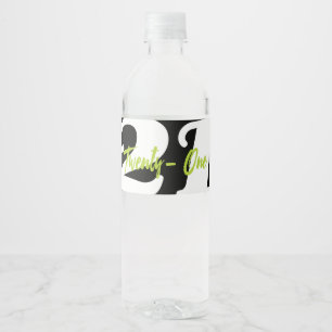 Modern, Trendy 21st Birthday Party Water Bottle Label