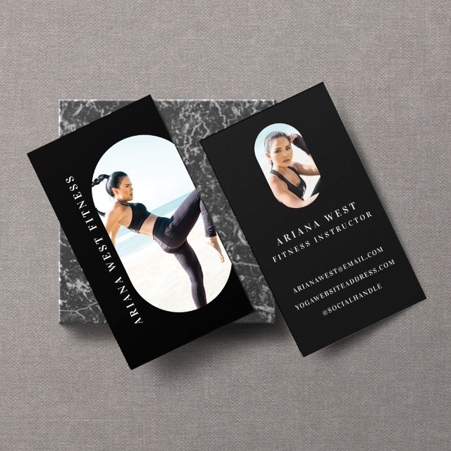 Modern & Trendy 2 Photo Personal Fitness Trainer  Business Card (Creator Uploaded)