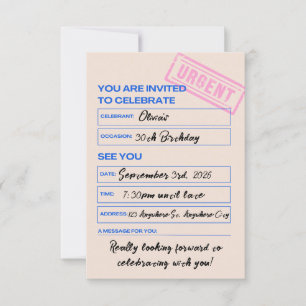 Modern, Trendy, 30th Birthday Invitation