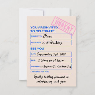 Modern, Trendy, 30th Birthday Invitation