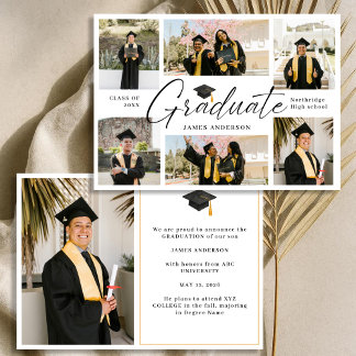 Modern Trendy 7 Photo Graduation Collage Announcement