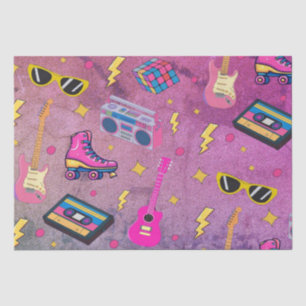 Modern Trendy 80s Style Pretty  Neon Pink Purple Tissue Paper