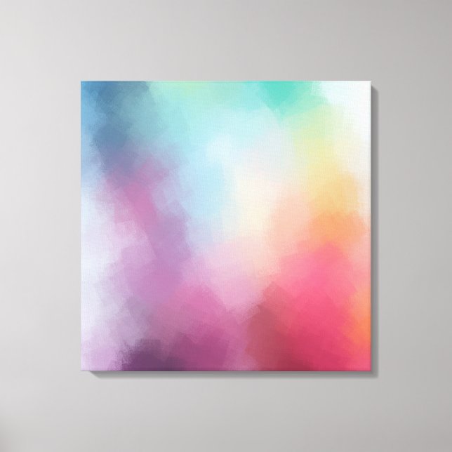 Modern Trendy Abstract Art Pink Red Yellow Blue Canvas Print (Front)