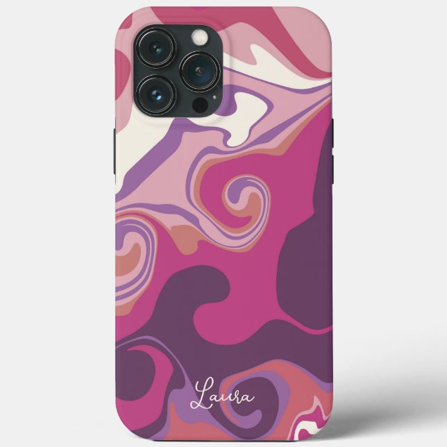 Modern Trendy Abstract Personalised Name fun Case-Mate iPhone Case (Back)