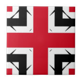 Modern Trendy Abstract Red Black & White Geometric Tile (Front)