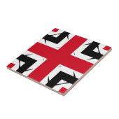 Modern Trendy Abstract Red Black & White Geometric Tile (Side)