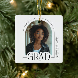 Modern Trendy Arch Photo Grad  Ceramic Ornament