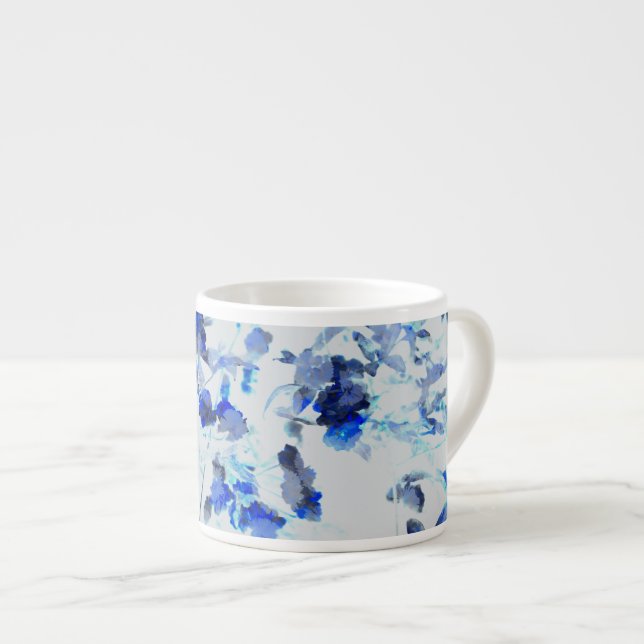 Modern, trendy art of floral / flower pattern espresso cup (Front Right)