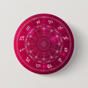 Modern trendy Astrology wheel Zodiac 6 Cm Round Badge