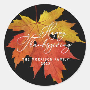 modern trendy autumn thanksgiving classic round sticker