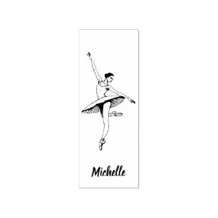 Modern Trendy Ballerina Ballet Dance Personalised Rubber Stamp